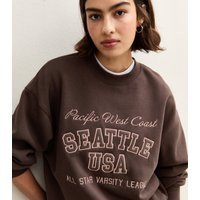 Women's Brown Seattle Slogan Print Sweatshirt New Look | New Look (UK)