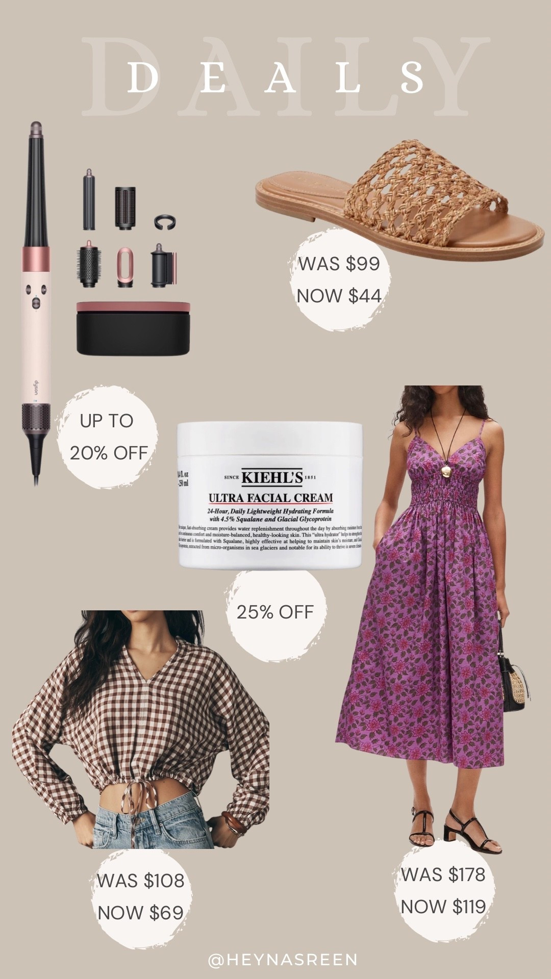Daily deals on Dyson Airwrap, Marc Fisher sandals, J.Crew dress, Kiehl’s ultra facial cream, Anthropologie top