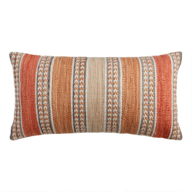 Striped Spice Indoor Outdoor Lumbar Pillow | World Market