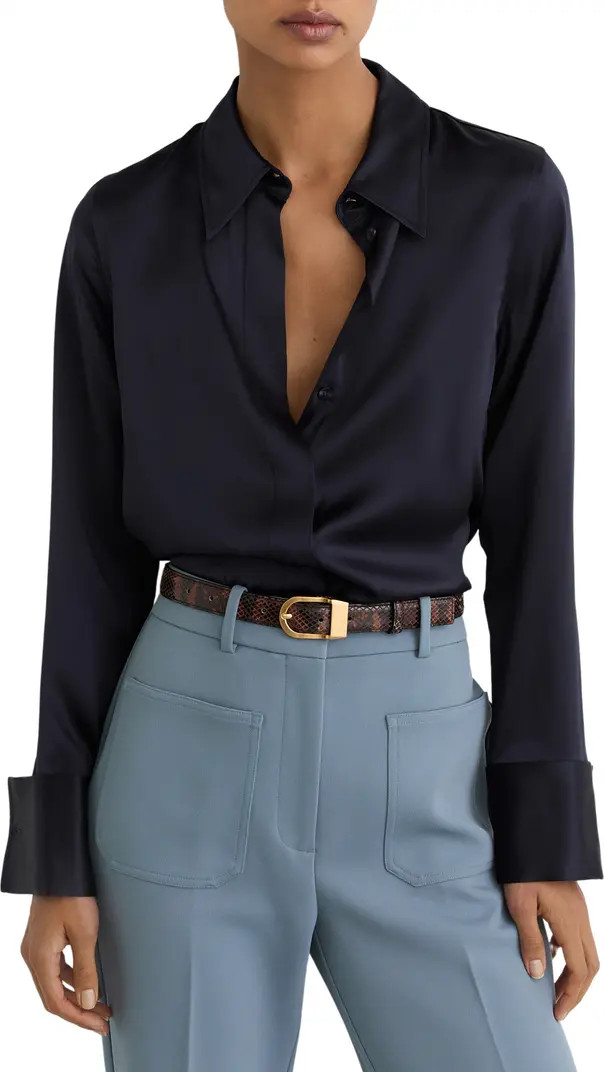 Ameira Silk Satin Button-Up Shirt | Nordstrom