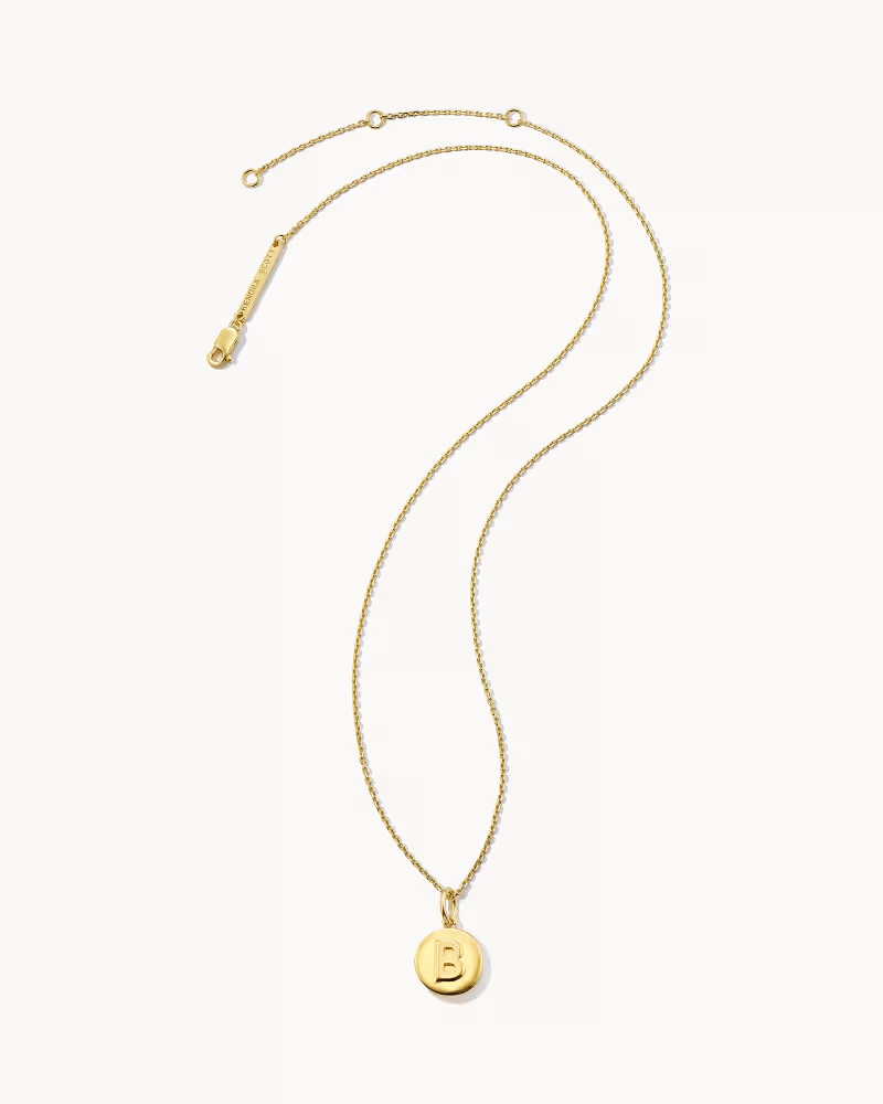 Letter B Coin Pendant Necklace in 18k Gold Vermeil | Kendra Scott