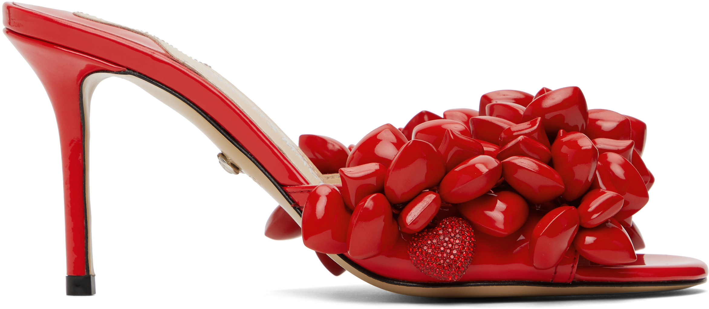 MACH & MACH Red Puffy Heart Patent Mules | SSENSE