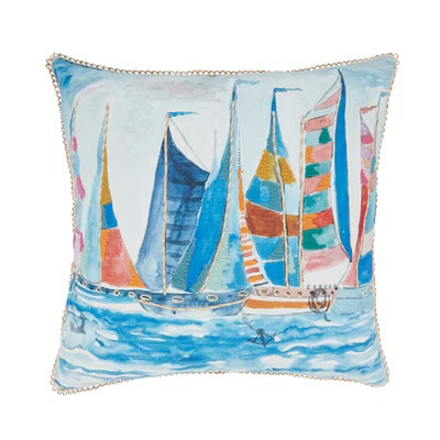 Saro Lifestyle Charming Outdoor Sail Boats Poly Filled Pillow, 20"x20", Multicolored | Target