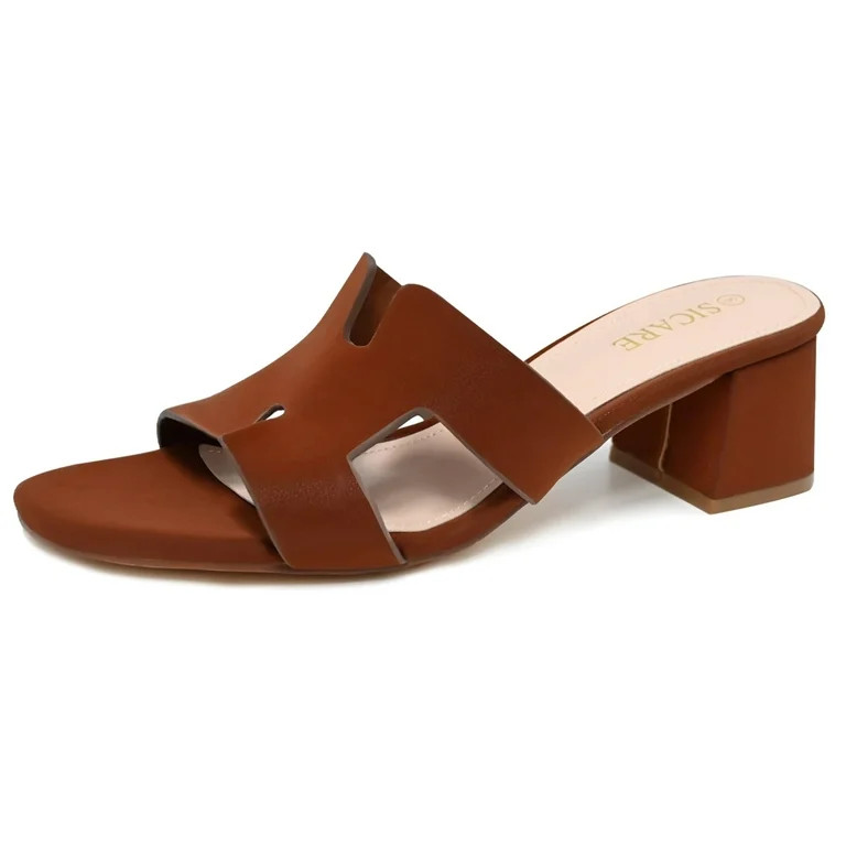 Women's Chunky Heel Open Toe Slides Sandals | Walmart (US)