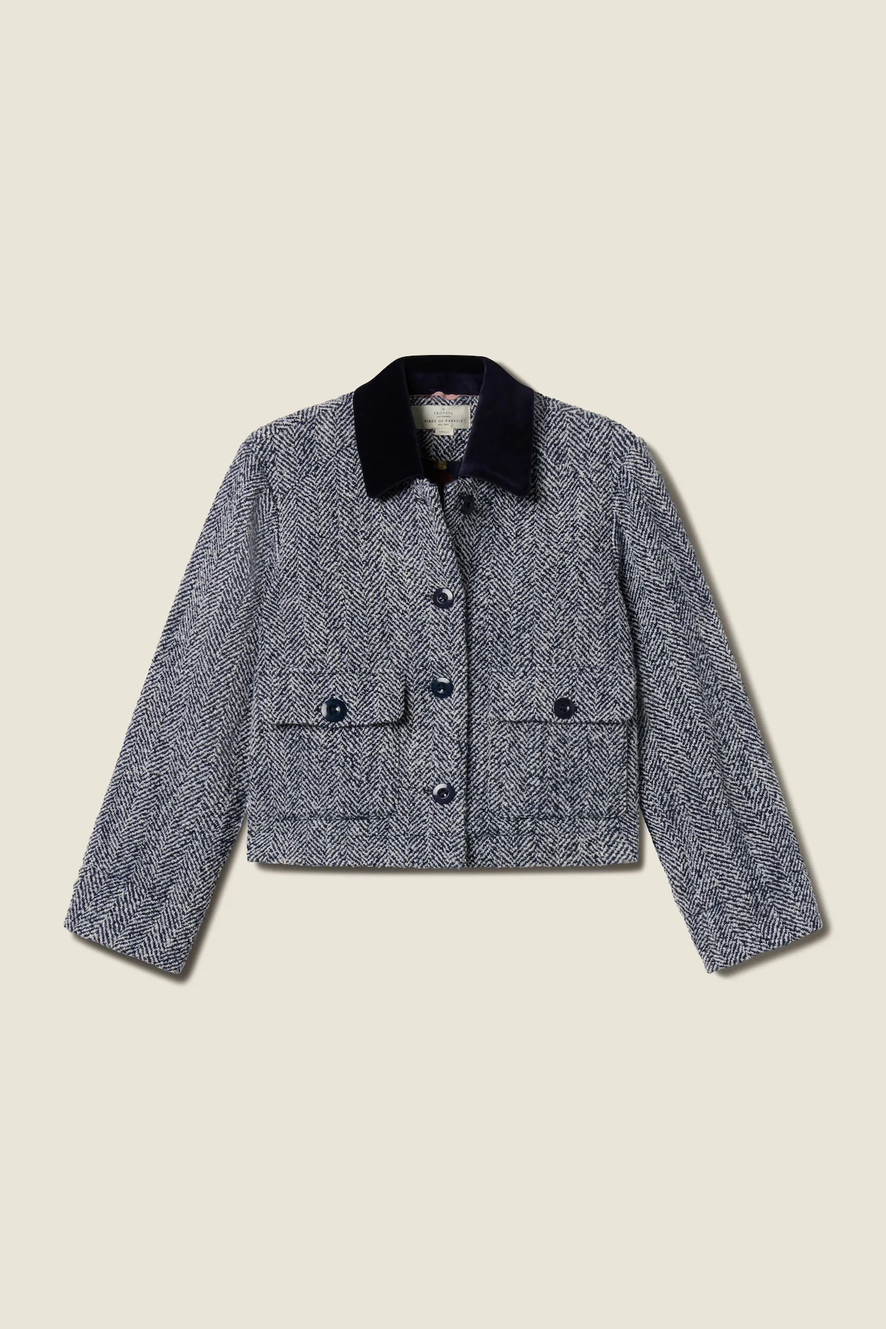 Atlas Jacket Navy Herringbone | TROVATA