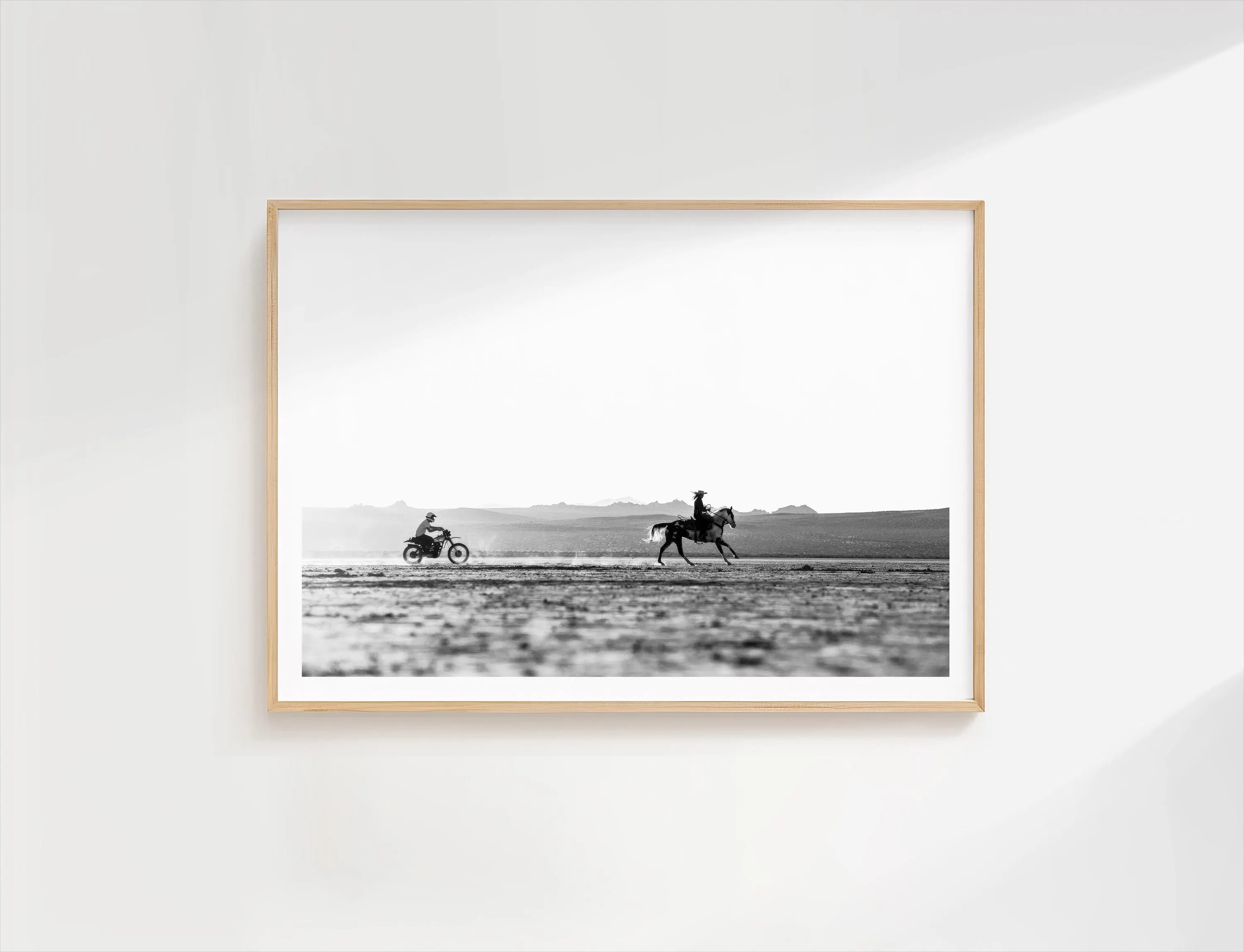 Horse and Motorcycle Desert Race Print – Black & White Cowboy Wall Art, Western Vintage Photography, Minimalist Cowgirl Digital Download | Etsy (Global)