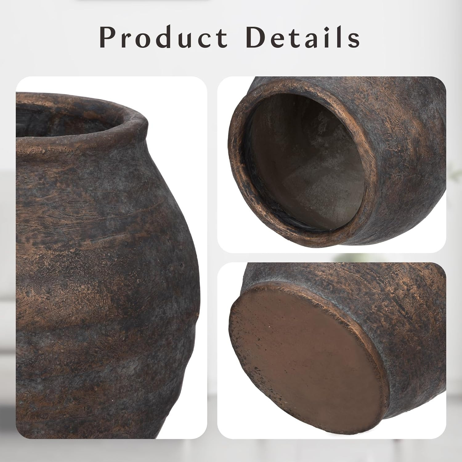 Briful Rustic Vintage Ceramic Pottery Vase, 6.1'' Farmhouse Table Decor with Distressed Texture, ... | Amazon (US)