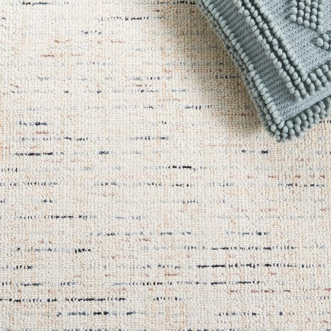 SAFAVIEH Abstract Collection 9' x 12' Ivory/Blue ABT468M Handmade Premium Wool Living Room Dining... | Amazon (US)