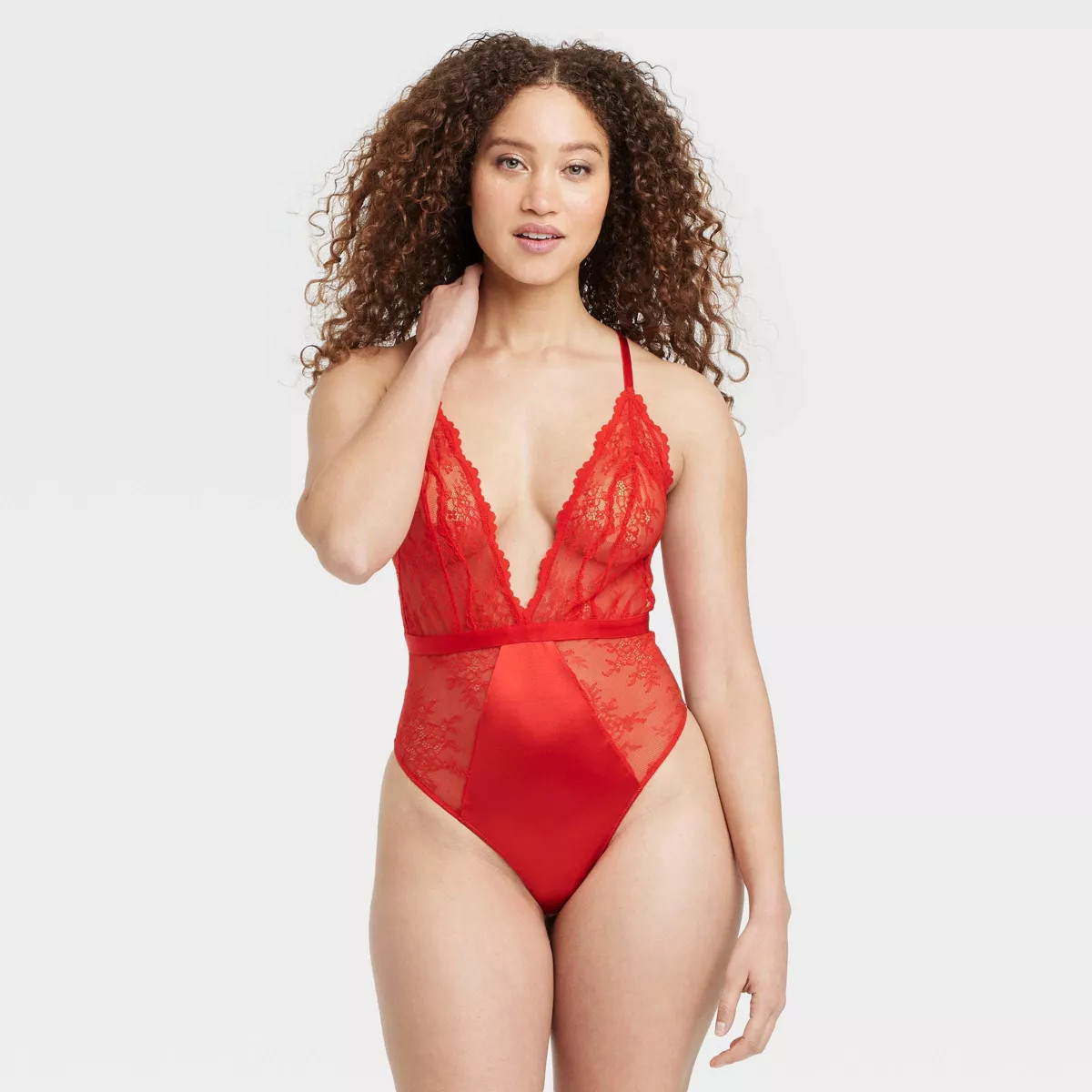Women's Unlined Lace Lingerie Bodysuit - Auden™ Red M | Target