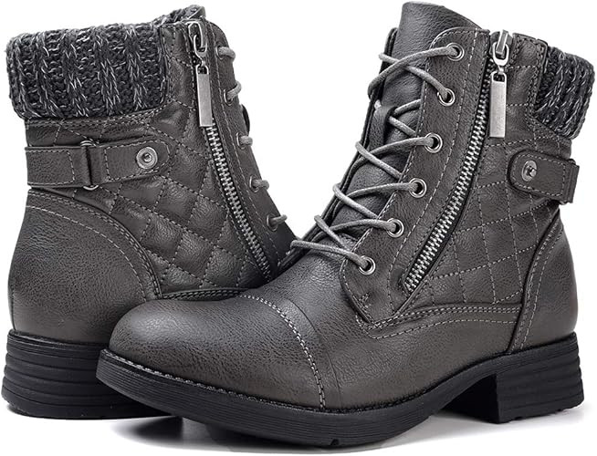 STQ Women's Combat Boots Lace up Ankle Booties | Amazon (US)
