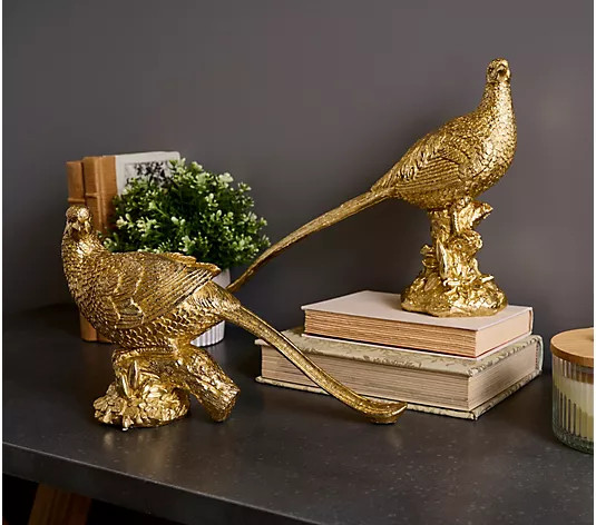 Hotel du Cobb Set of 2 Resin Pheasant Figurals by Dennis Basso | QVC