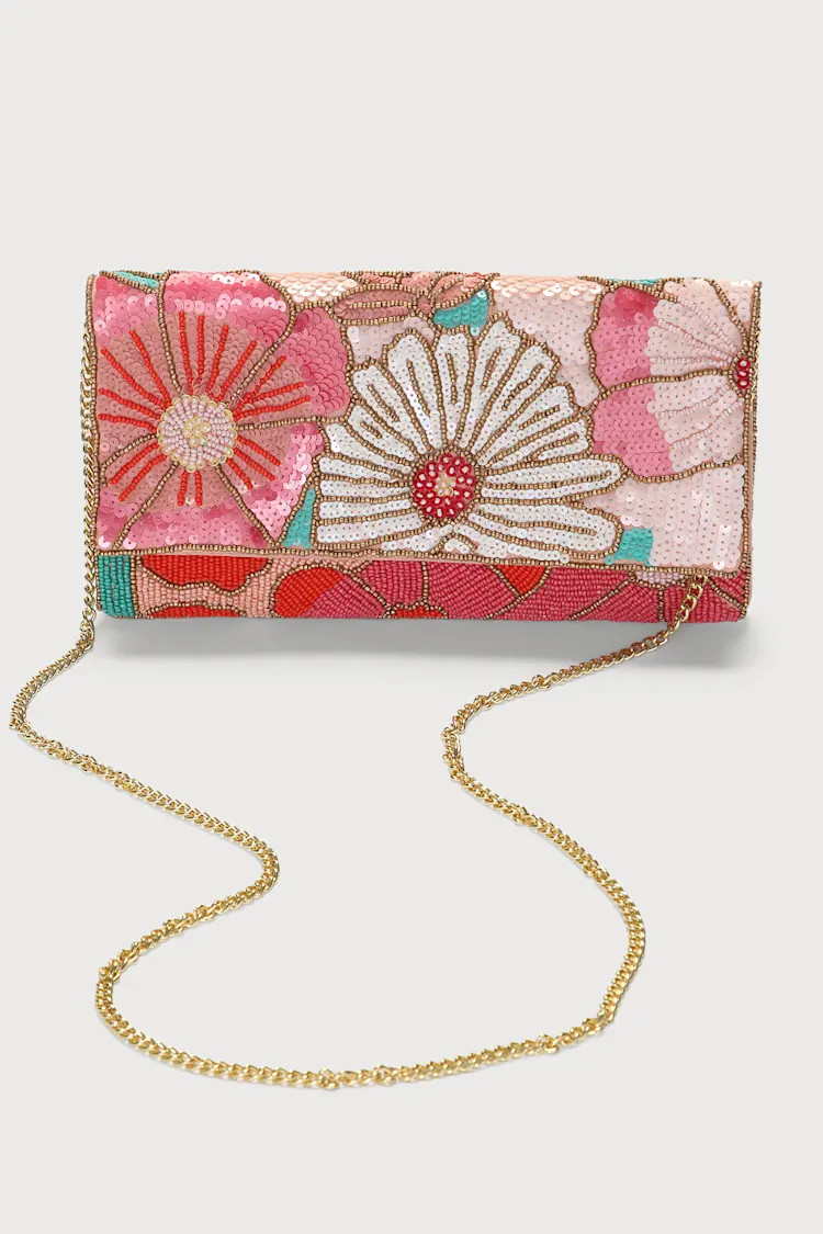 Bead Beautiful Pink Multi Floral Beaded Clutch | Lulus