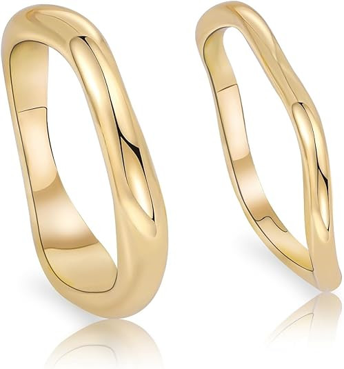 Rings for Women,Dainty Ring Set 14K Gold Plated Thumb Rings Non Tarnish Chunky Size 6-10 Gold Jew... | Amazon (US)