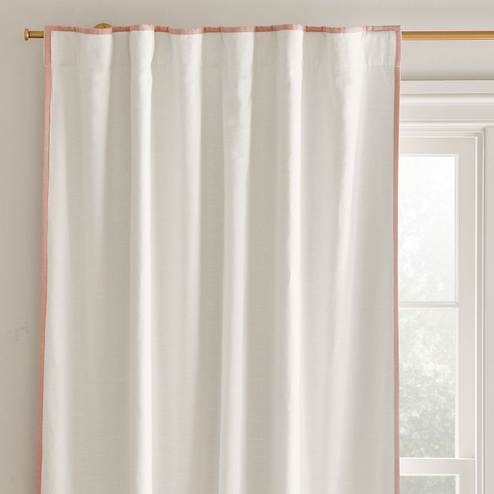 Evelyn Linen Piped Blackout Panel | Pottery Barn Teen
