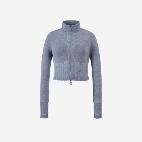 All Tension Zip Up Crop - Blue Tint | Musinsa Global