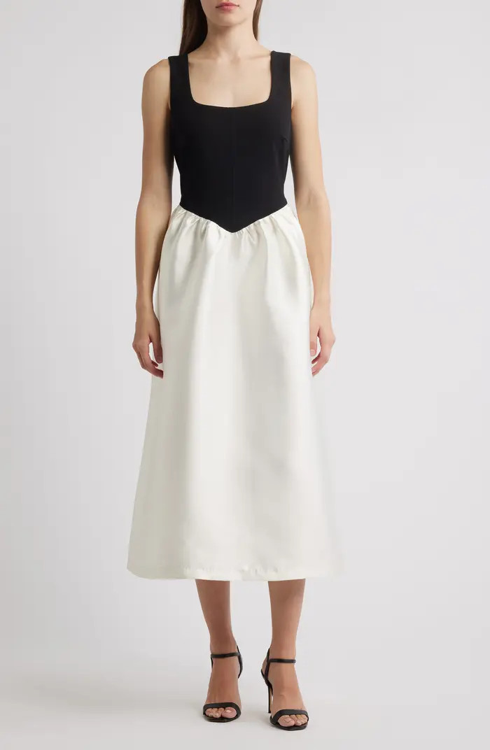 Julia Jordan Mix Media Scuba & Crepe Midi Dress | Nordstromrack | Nordstrom Rack