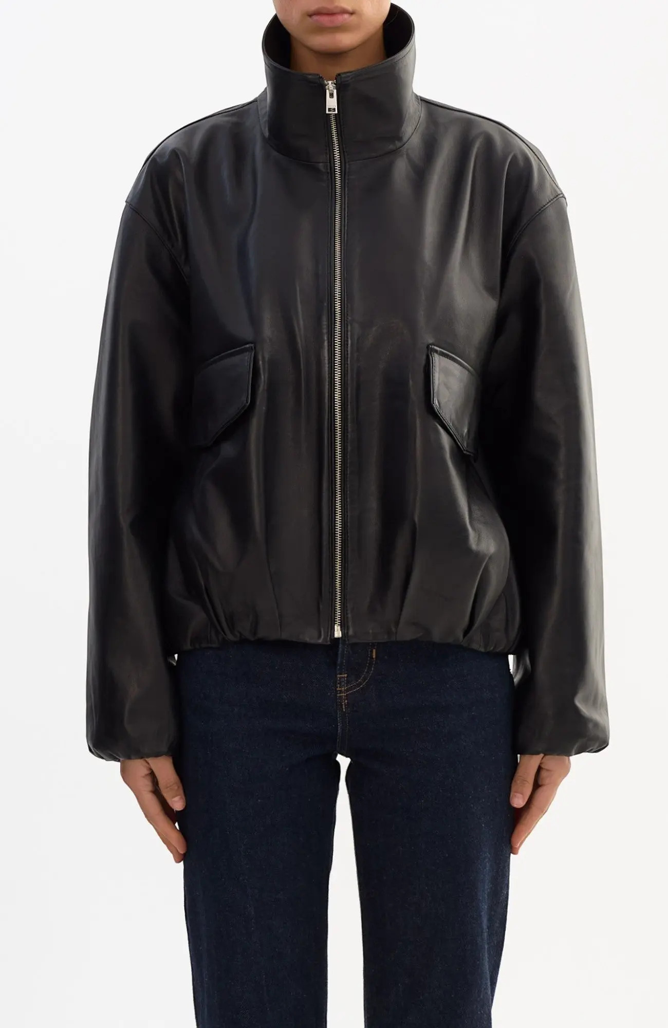 RAMONA | Funnel Neck Leather Jacket (Women) | Nordstrom | Nordstrom
