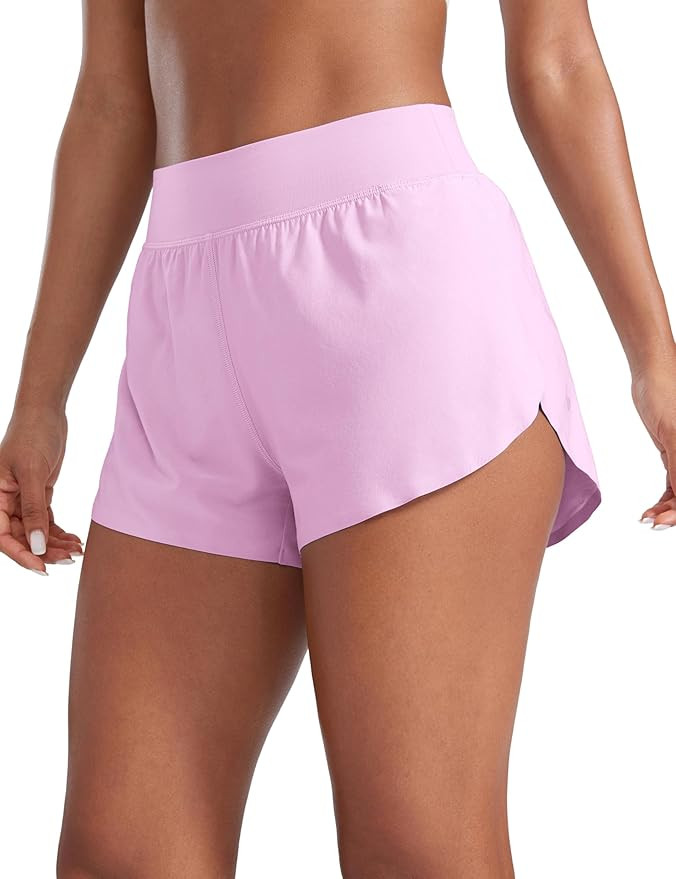 CRZ YOGA High Waisted Dolphin Athletic Running Shorts for Women 3" High Split Comfy Mesh Liner fo... | Amazon (US)