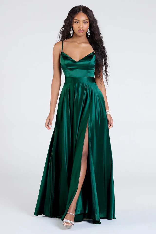 Emilie Satin Tie-Back A-Line Formal Dress | Windsor Stores