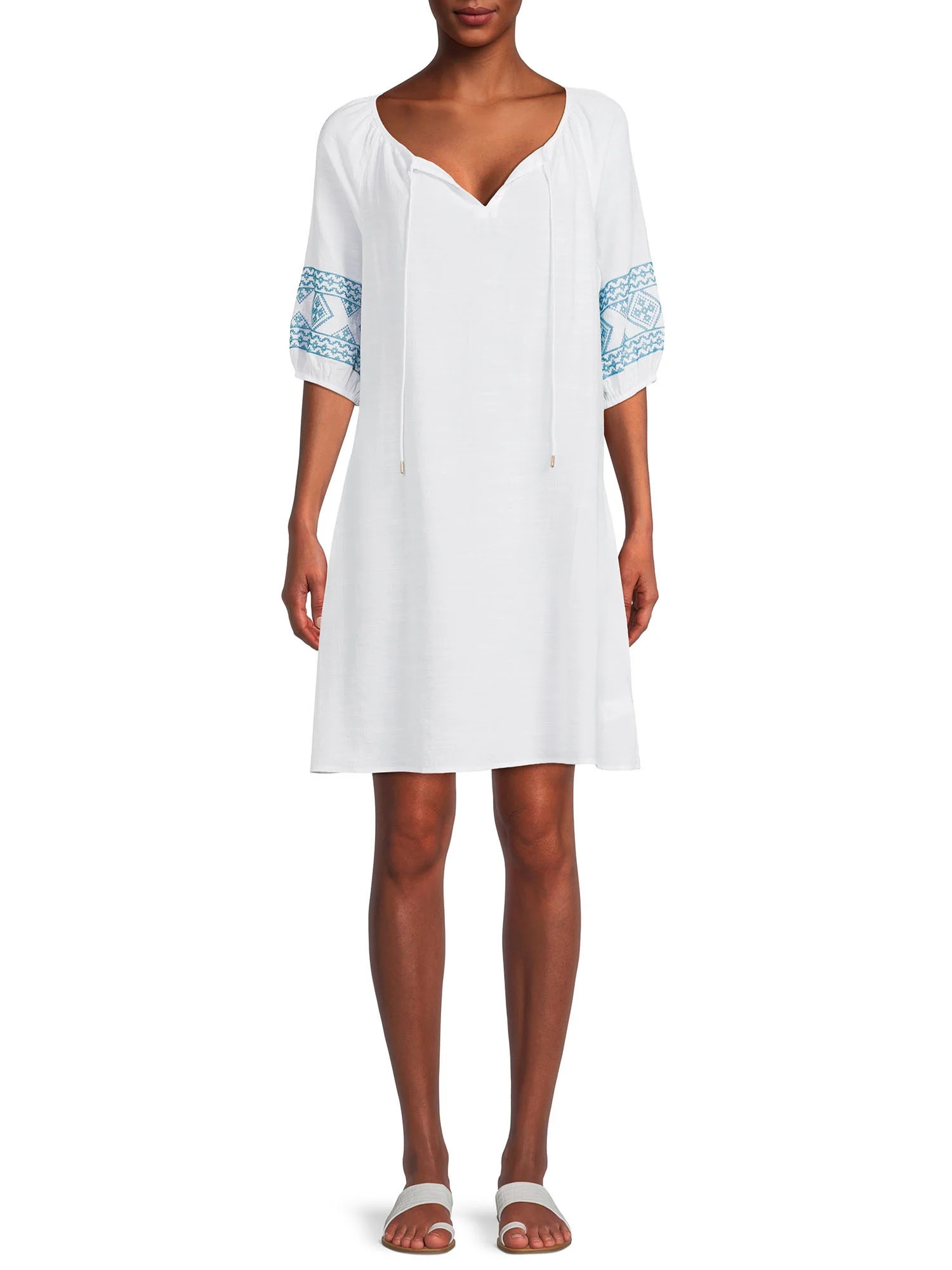 The Pioneer Woman Embroidered Sleeve Dress, Women's - Walmart.com | Walmart (US)
