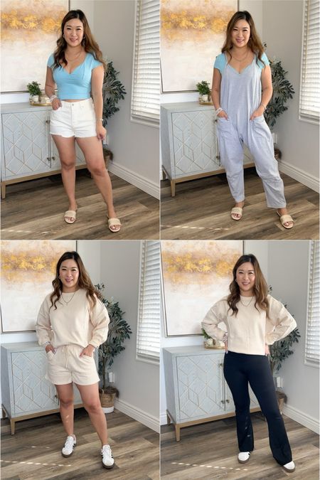 Amazon Big Spring Sale
Blue Top: Medium
White Denim Shorts: 29
Grey Jumpsuit: Small
Sweat Set: Medium
30” Leggings: Mediumm