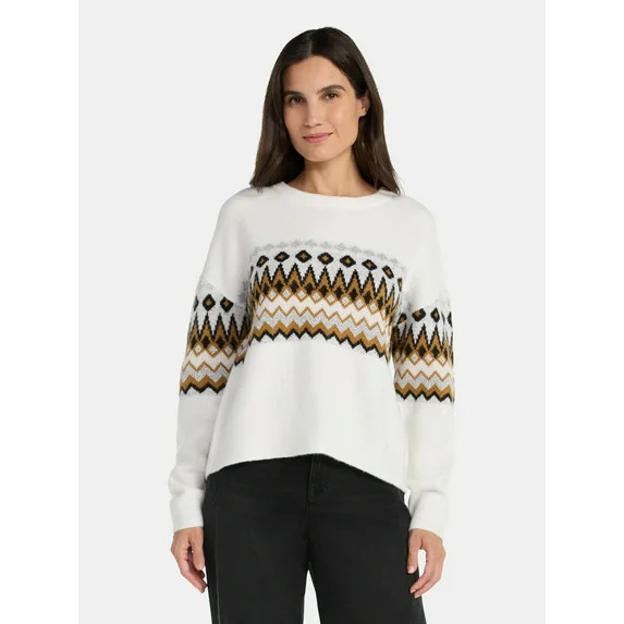 99 Jane Street Women's and Women's Plus Fair Isle Pullover Sweater, Midweight, Sizes XS-4X | Walmart (US)