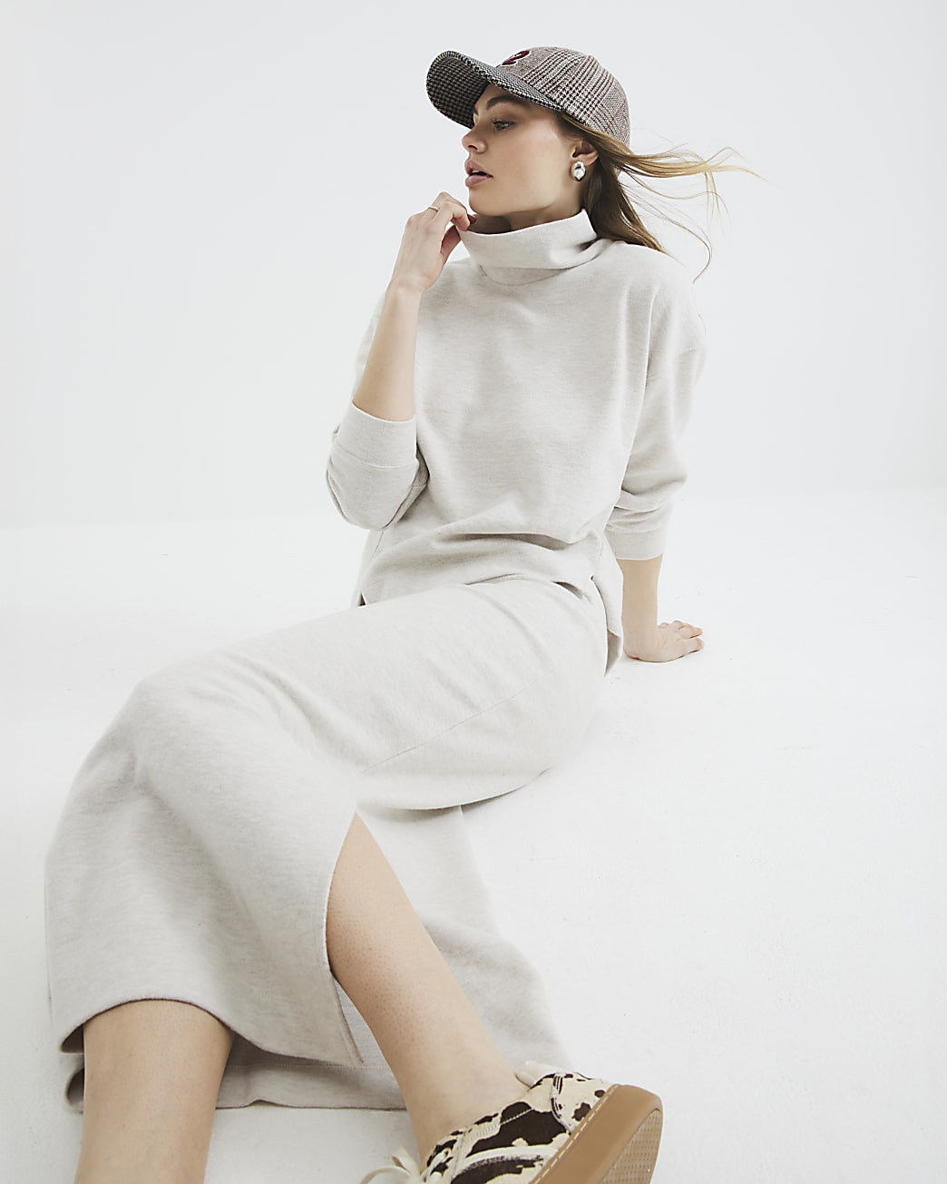 Beige Marl Cosy Roll Neck Top | River Island UK & IE