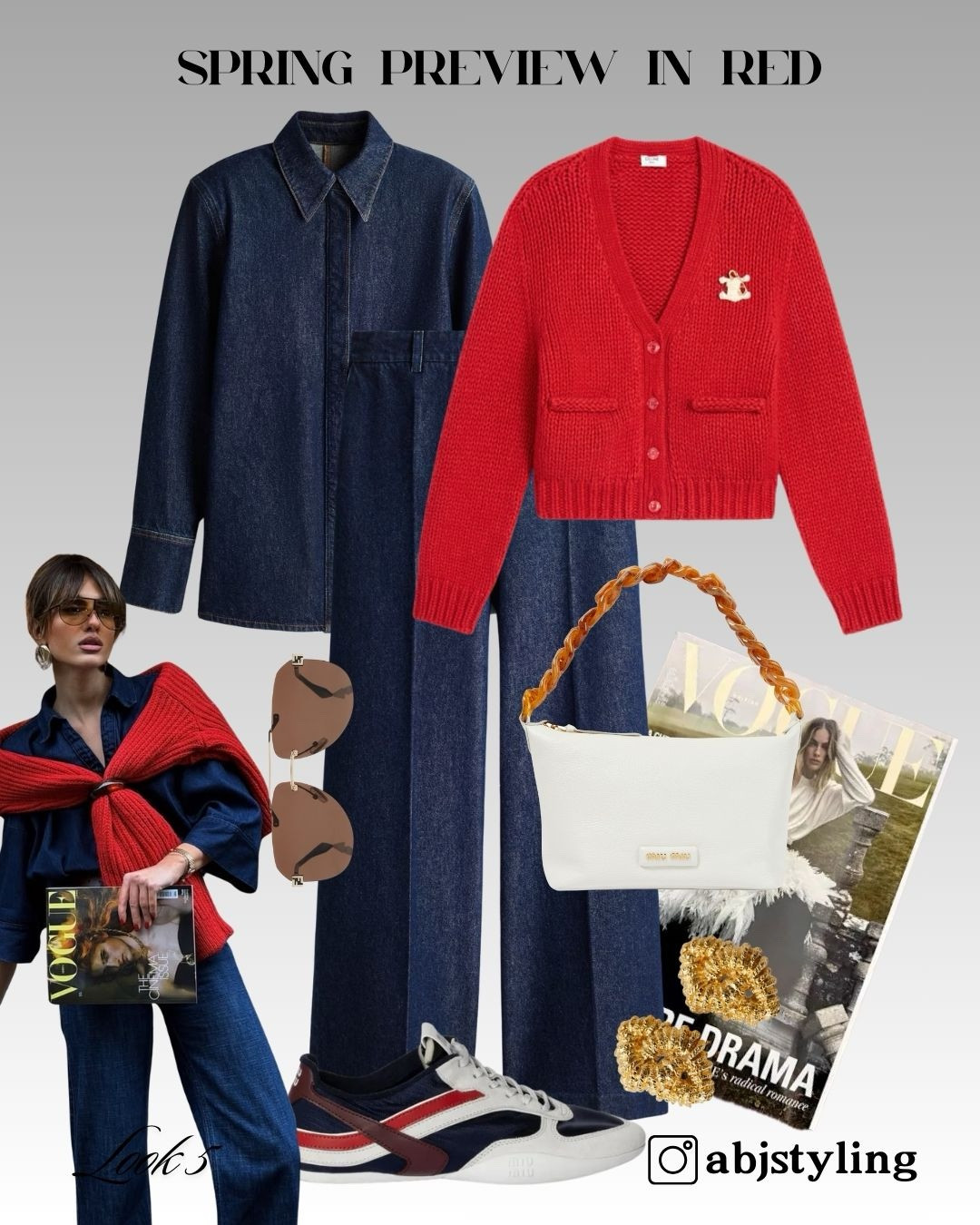 Red knits styled with denim for a cool off-duty vibe.
Styling tip: When wearing red casually, ground it with denim or sneakers for balance.

#LTKuk #LTKFashionMonth #LTKstyletip