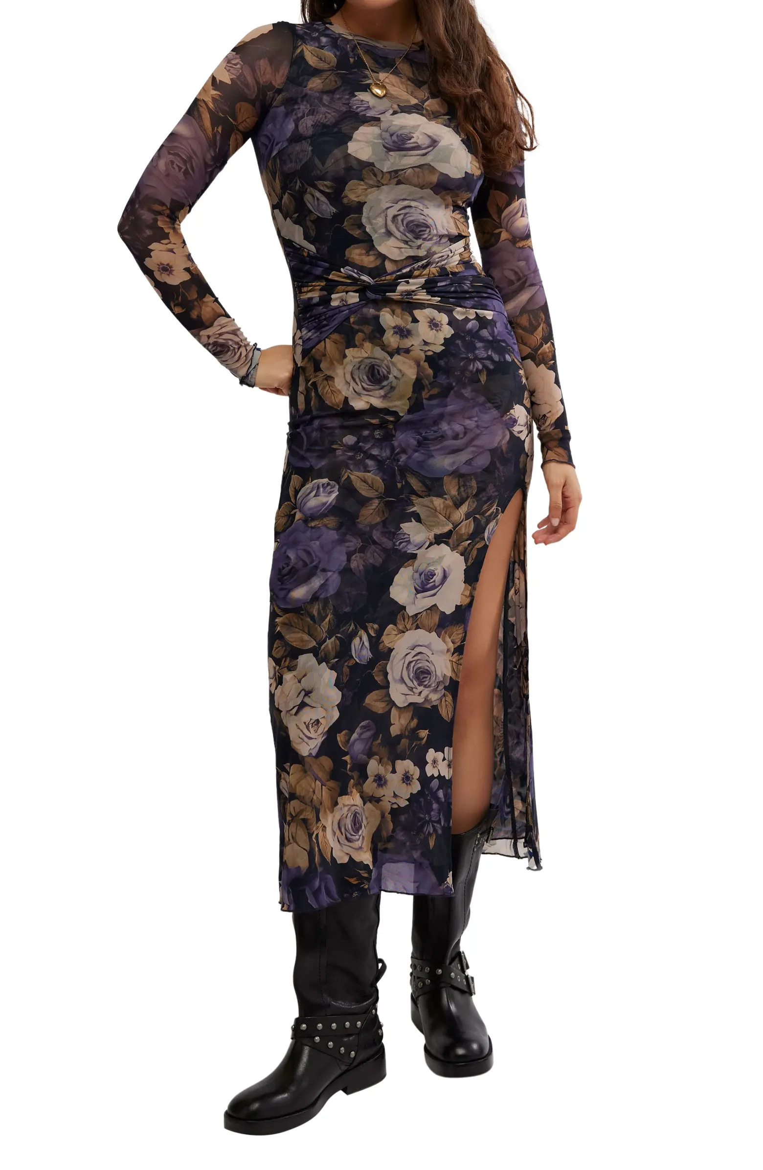 Gianni Long Sleeve Stretch Mesh Body-Con Dress | Nordstrom