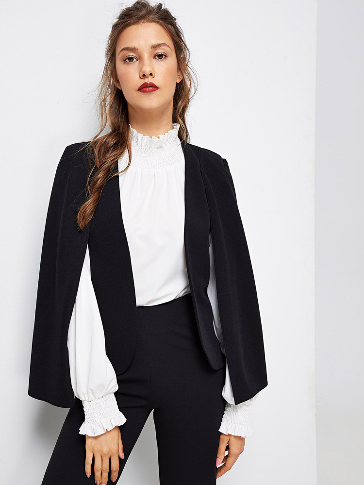 Cloak Sleeve Open Front Blazer | SHEIN