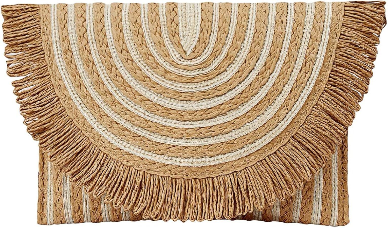 Verdusa Women's Fringe Straw Clutch Handbags Envelope Woven Summer Beach Bags | Amazon (US)