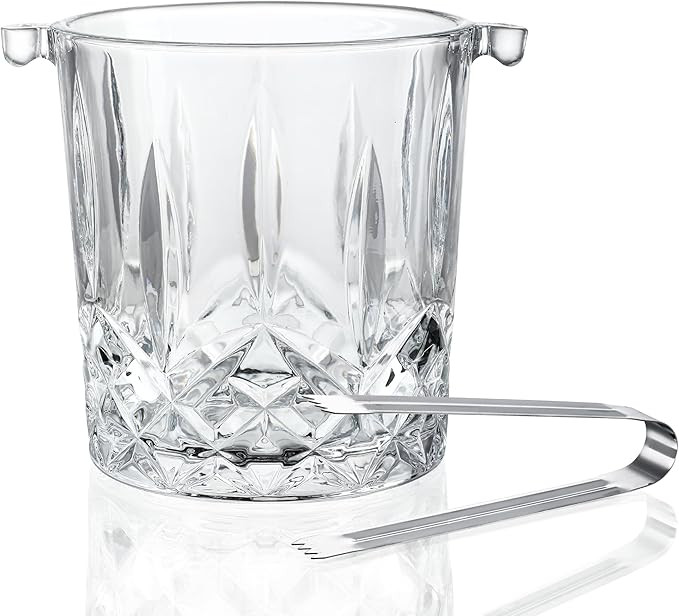 30.4oz Glass Ice Bucket with Handle Ice Tong 5 * 4.1inch Crystal Clear Cocktail Wine Champagne Co... | Amazon (US)