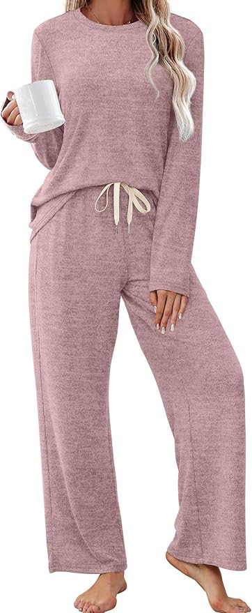 SAMPEEL Pajamas for Women Set Comfy Lounge Sets Two Piece Long Sleeve Cute Pjs Soft Sleepwear Win... | Amazon (US)