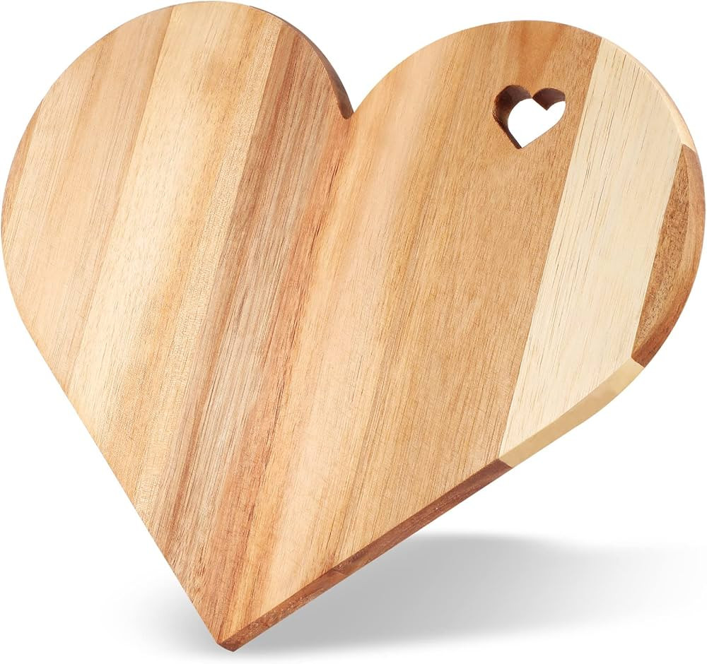 Heart Shaped Cutting Board, Acacia Wood Bread Board Cheese Serving Platter Serving Charcuterie Bo... | Amazon (US)
