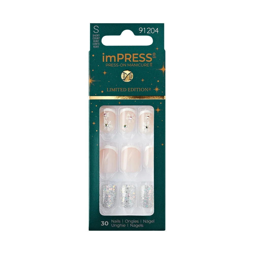 imPRESS Holiday Press-On Nails, Jolly Holiday, Neutral, Short Square Shape, 30 Ct. | Walmart (US)