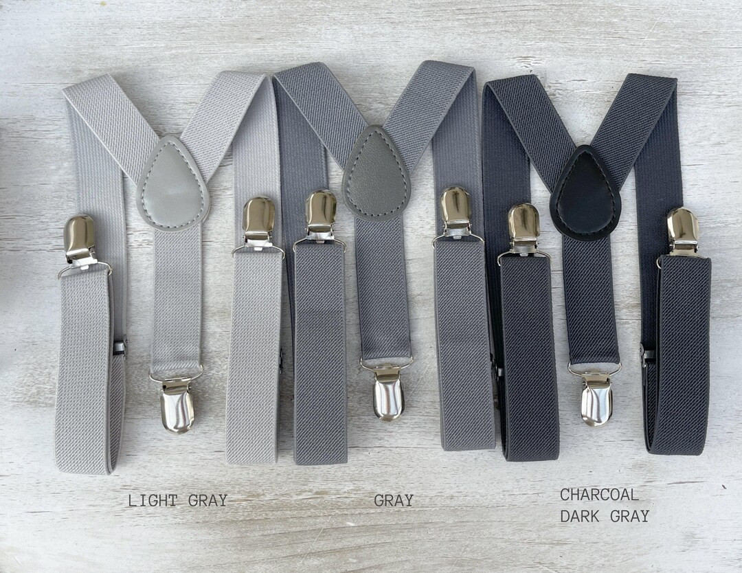 Gray Suspenders, Groomsmen Gift, Ring Bearer Braces, Boho Rustic Wedding, Formal Wedding Party, R... | Etsy (US)