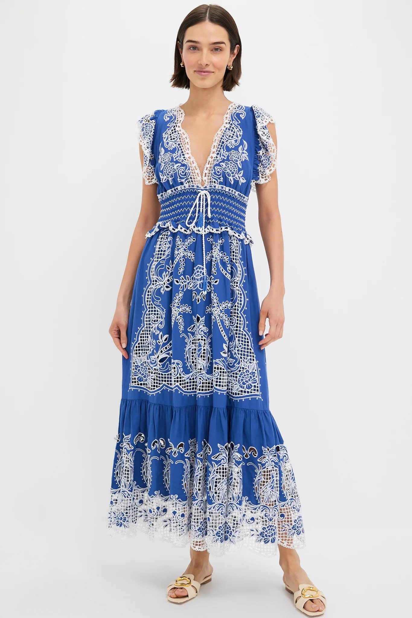 Blue Romantic Richelieu Maxi Dress | Tuckernuck (US)