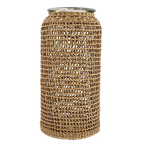 DOITOOL Clear Flower Vase with Rattan Cover, Woven Seagrass Vase Round Decorative Flower Vase Flower Bud Container Rustic Farmhouse Vase for Floral Arrangements Table Centerpiece ( Size L ) | Amazon (US)