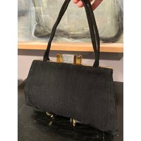 Vintage Black Cord Purse, Pocketbook With Amber Lucite Bow Clasp | Etsy (US)