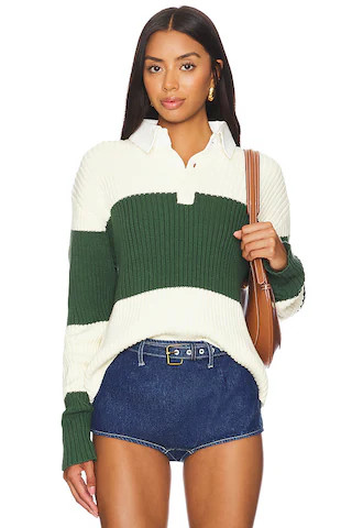 LIONESS Prince Rugby Top in Moss Stripe from Revolve.com | Revolve Clothing (Global)