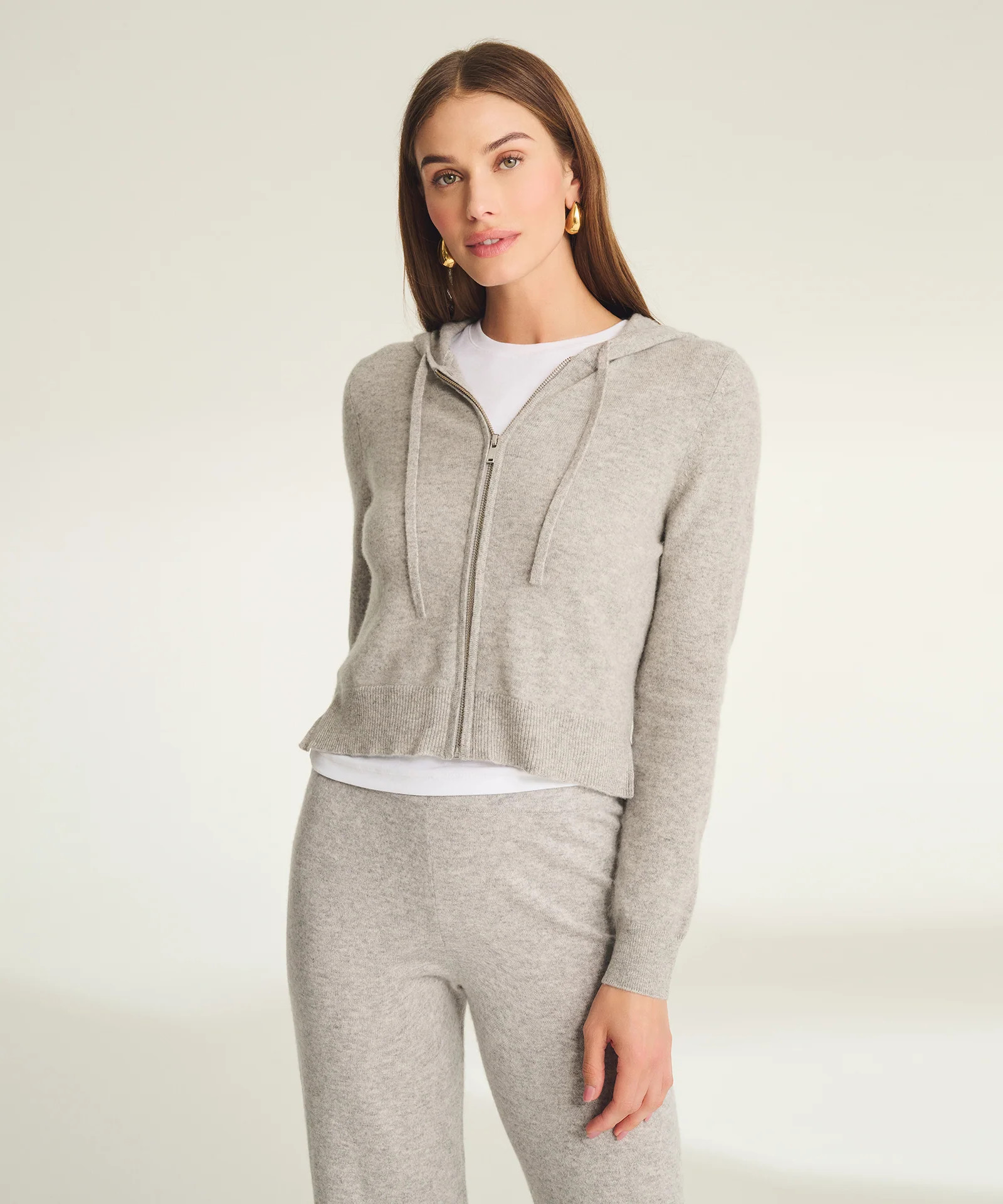Signature Cashmere Cropped Zip Up Hoodie | NAADAM