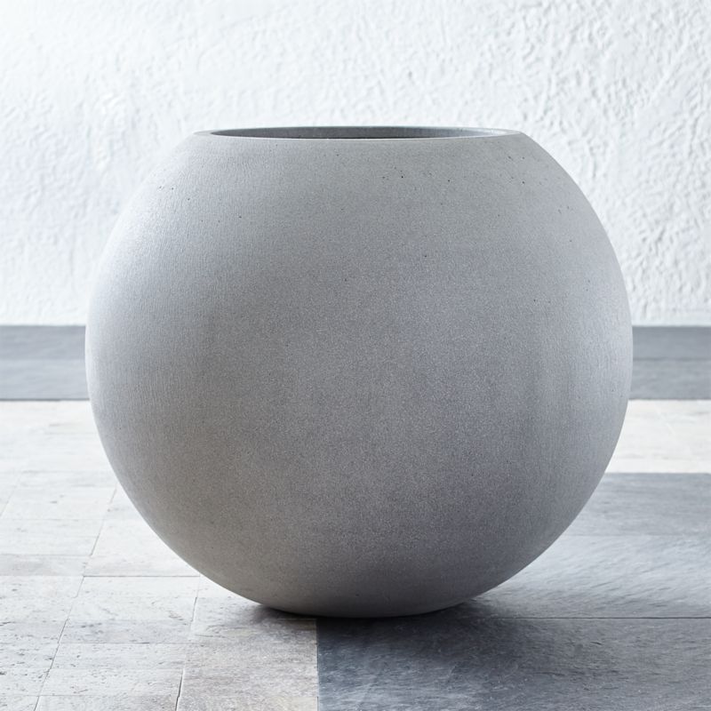 Sphere Large Light Grey Planter + Reviews | Crate and Barrel | Crate & Barrel