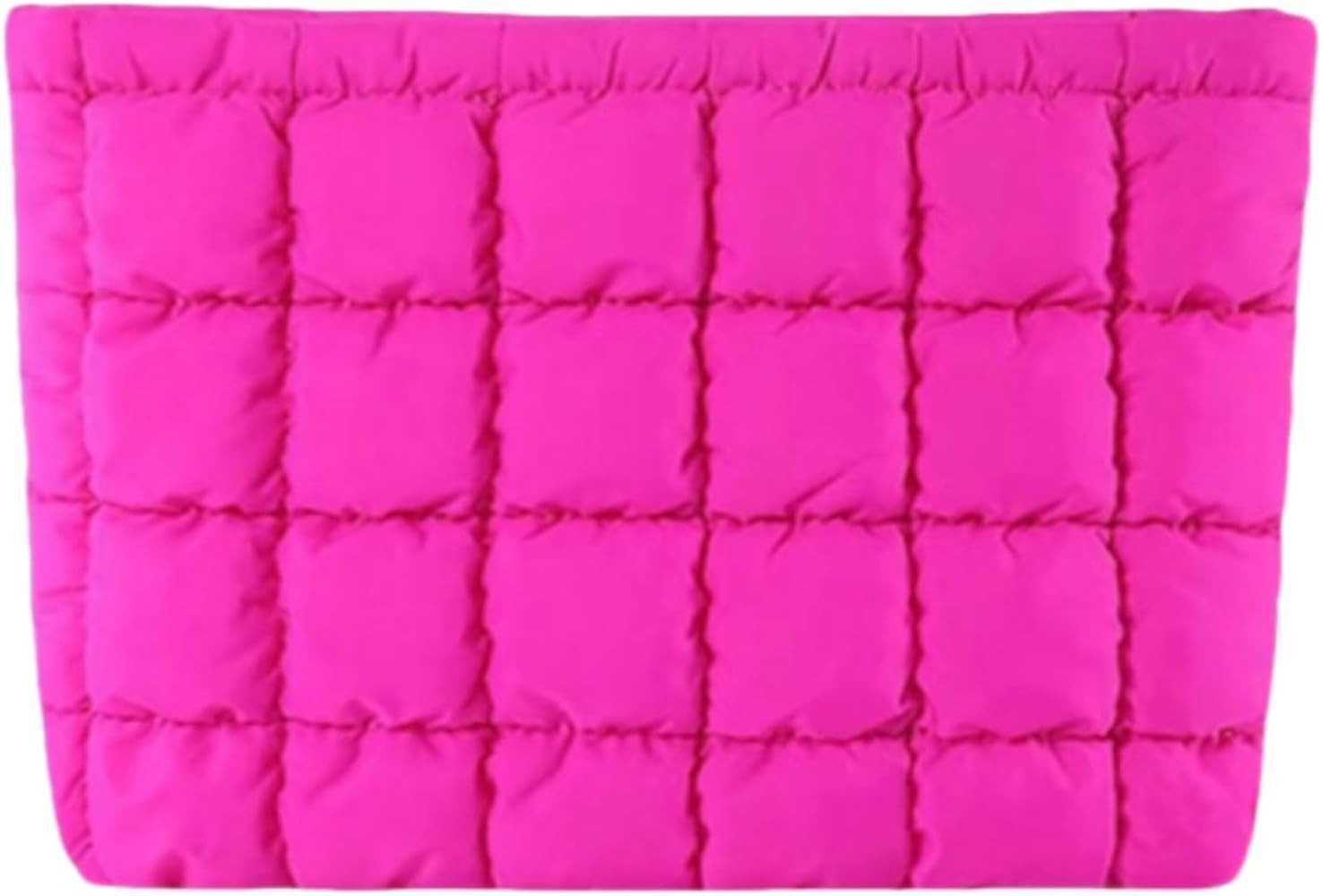 Soft Checkered Quilted Puffy Makeup Bag for Women, Aesthetic Puffer Cosmetic Bag Pouch for Purse ... | Amazon (US)