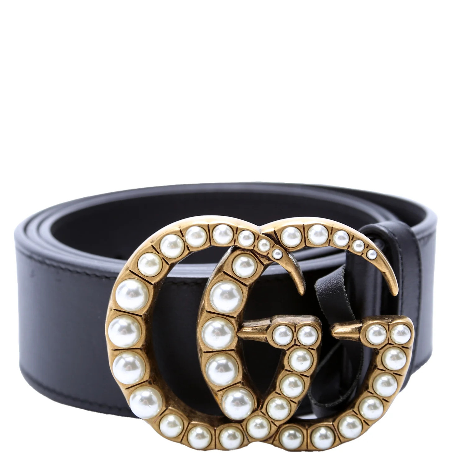 453260 GG Pearl Stud Belt Size 90/36 Black | Keeks Designer Handbags