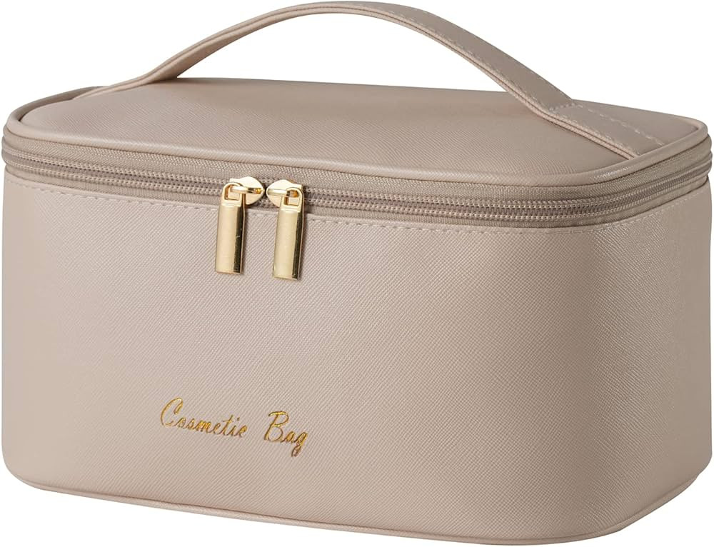 KITENROM Preppy Makeup Bag Small Cosmetic Bags for Women Little Pouch Toiletry Organizer Cute(Kha... | Amazon (US)