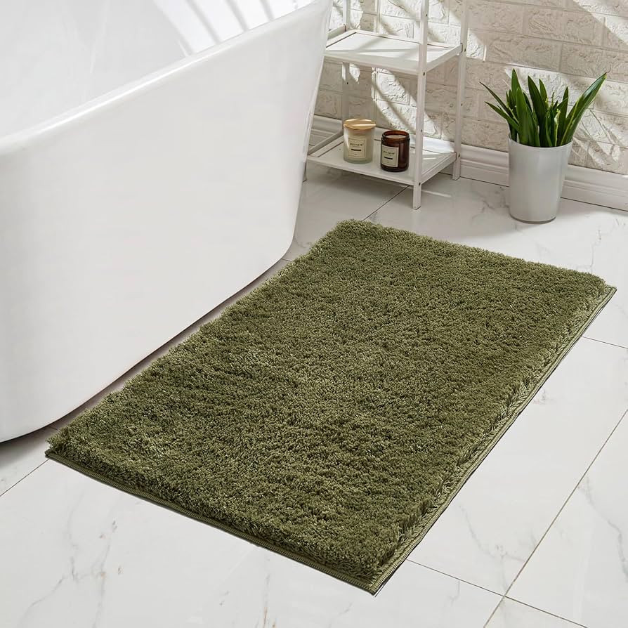 CozeCube Olive Green Bathroom Rugs 47" x 24", Bath mats for Bathroom Non Slip, Ultra Soft Bath Ru... | Amazon (US)
