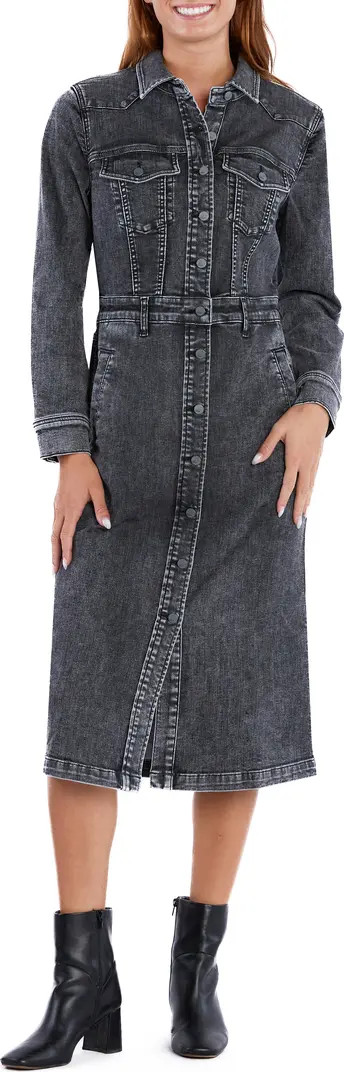 Western Long Sleeve Denim Midi Shirtdress | Nordstrom