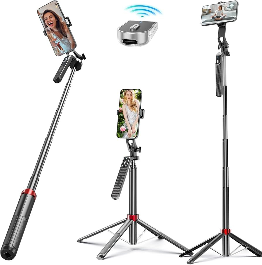 62" Phone Tripod for iPhone,Selfie Stick Tripod with Remote,Cell Phone Tripod Quadripod with Hand... | Amazon (US)