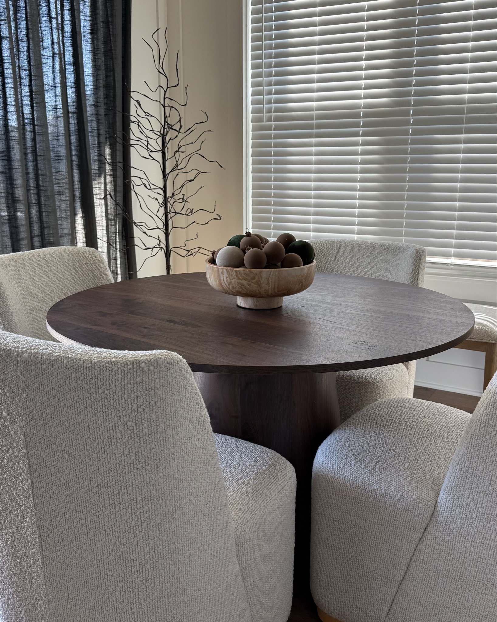 Our dining room still needs a lot more work, but I’m loving our new dining table and chairs 😍 I ordered curtains that should arrive tomorrow and I can’t wait to put them up!

Dining room inspiration, dining room decor, dining room table, round dining room table, upholstered dining room chair, neutral dining room inspiration, cozy dining room, cozy home, cozy at home, dining room design, pedestal dining room table, dining chairs on wheels, cozy dining chair, dining room styling, dining room table styling, dining room curtains, cozy dining room design, organic modern dining room, organic modern design, organic modern design inspo, Christmas dining room decor, Christmas decor 





#LTKHoliday #LTKSeasonal #LTKHome