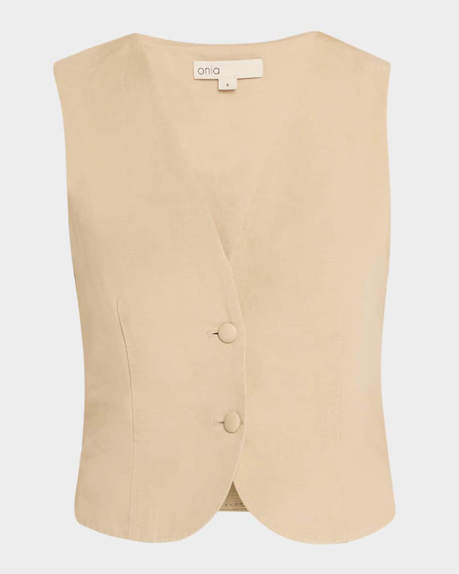 Onia Air Linen Relaxed Vest | Neiman Marcus